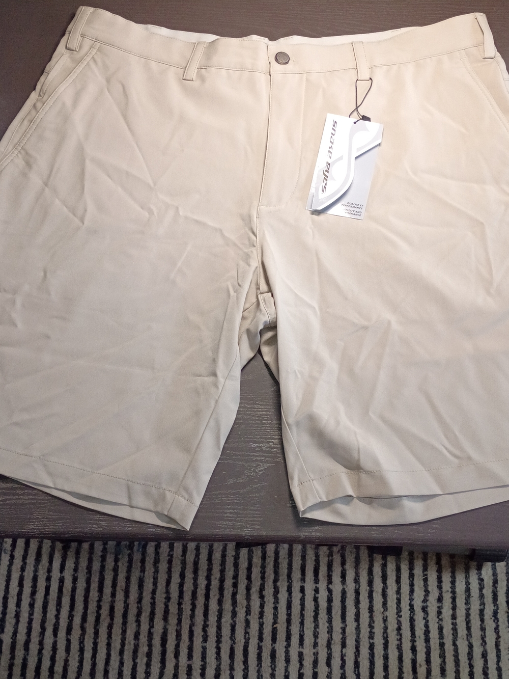 Men's NEW 38" Flat-Front Performance Shorts in Beige